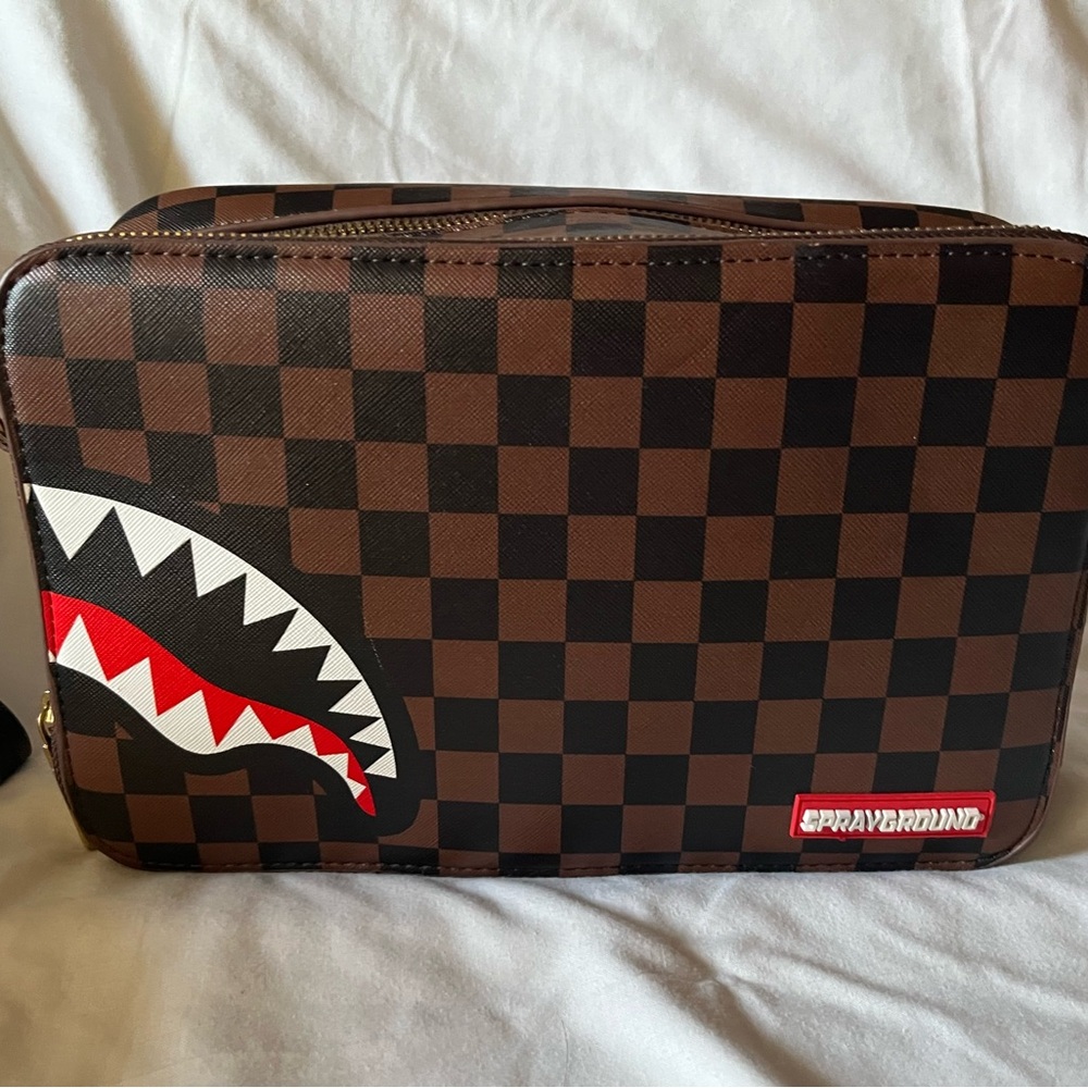 Sprayground Limited Edition Brown Checkered Clutch Bag